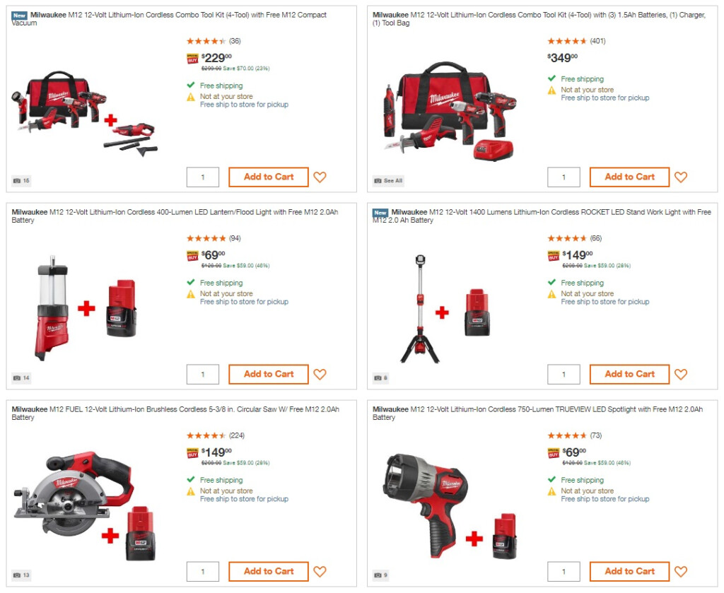 Home Depot Shop All 30 Milwaukee Cordless M12 Promotions 