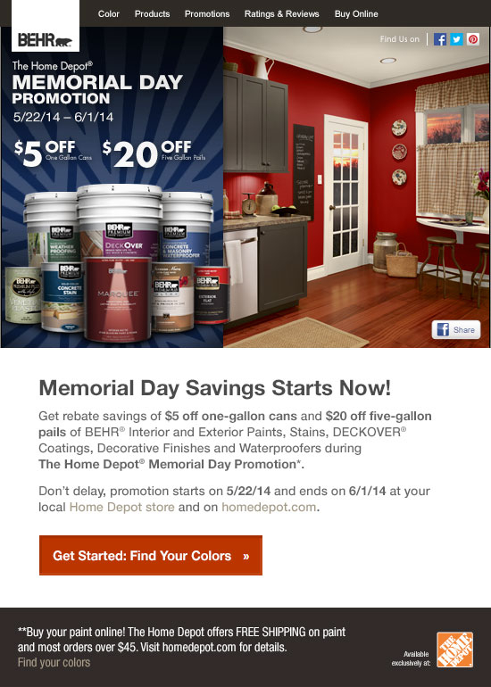 Memorial Day Savings On BEHR Paints Stains At The Home Depot Starts