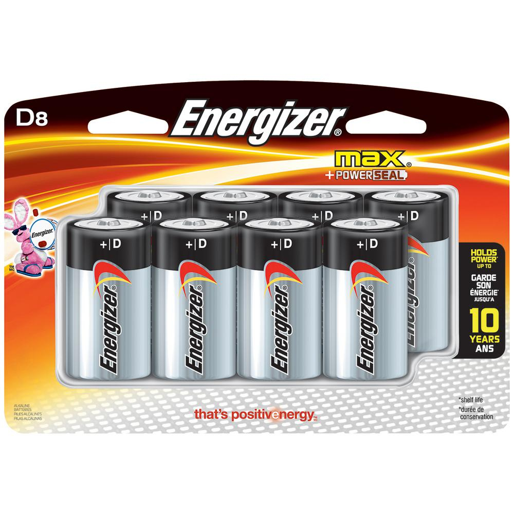 Energizer MAX Alkaline D Battery 8 Pack E95FP 8 The Home Depot