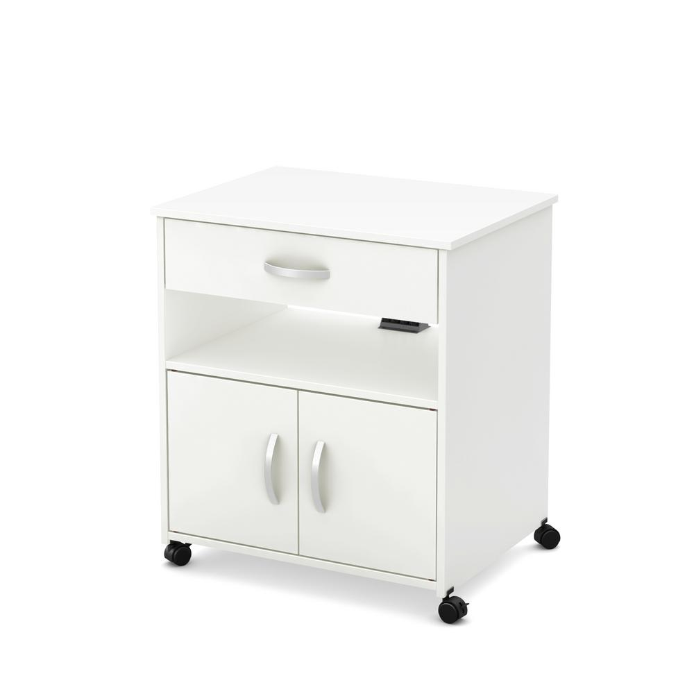 South Shore Axess Microwave Cart On Wheels Pure White 10012 The Home