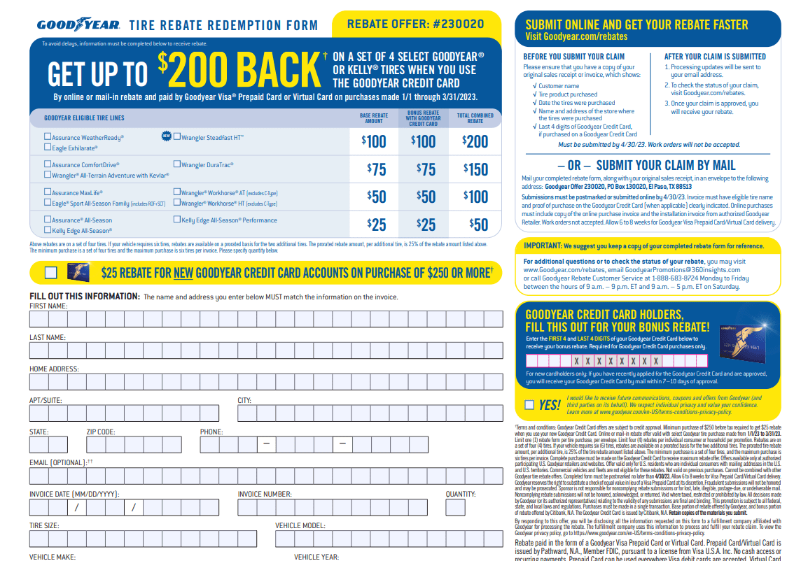 Goodyear Rebate Center Phone Number Your Guide To Getting Your Money s