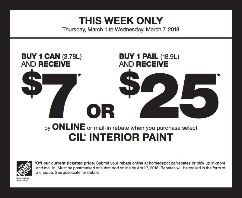 The Home Depot Canada Paint Coupons Save 7 Or 25 By Mail In Or 